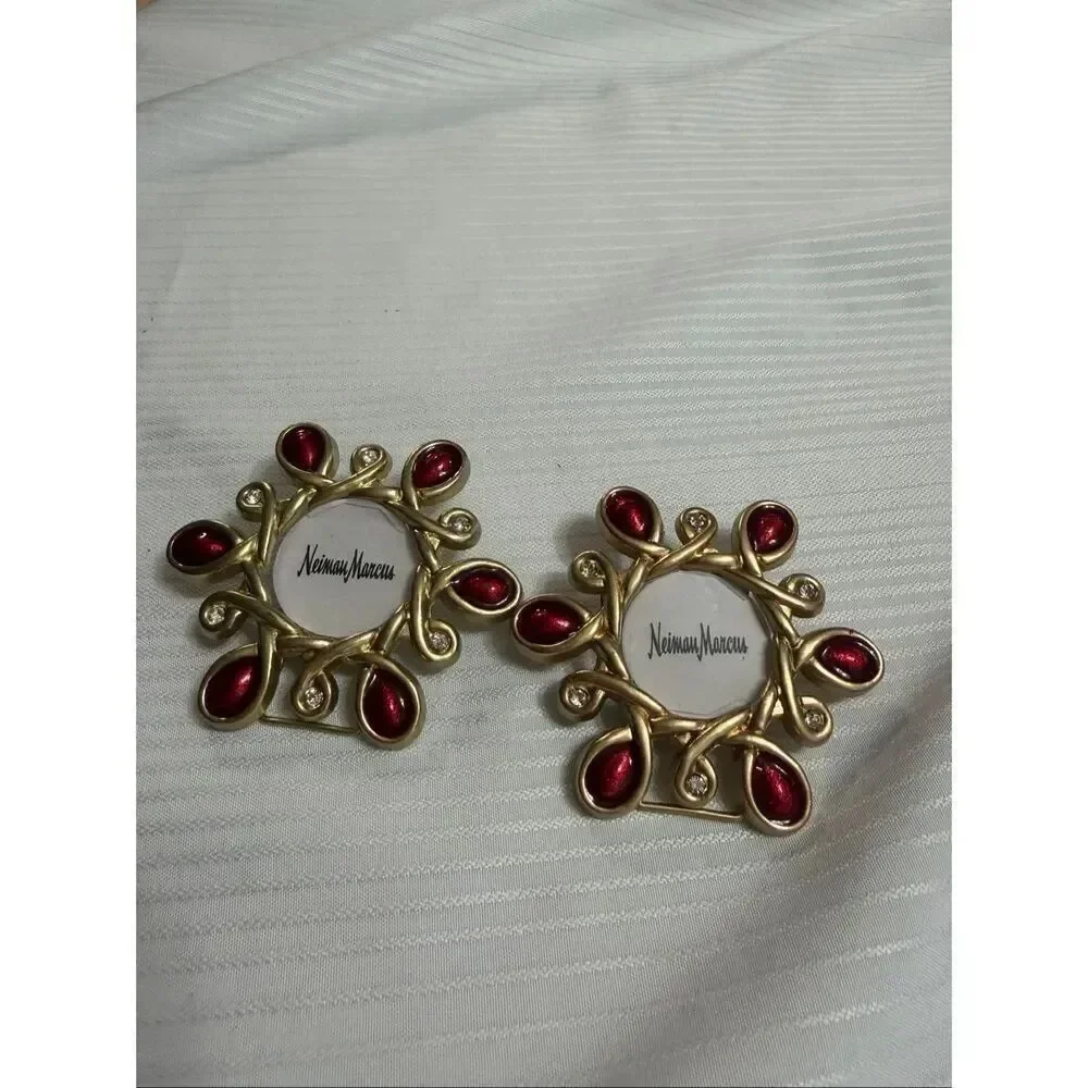 Jay Strongwater Neiman Marcus Red Snowflake easel or clip photo Frame miniature